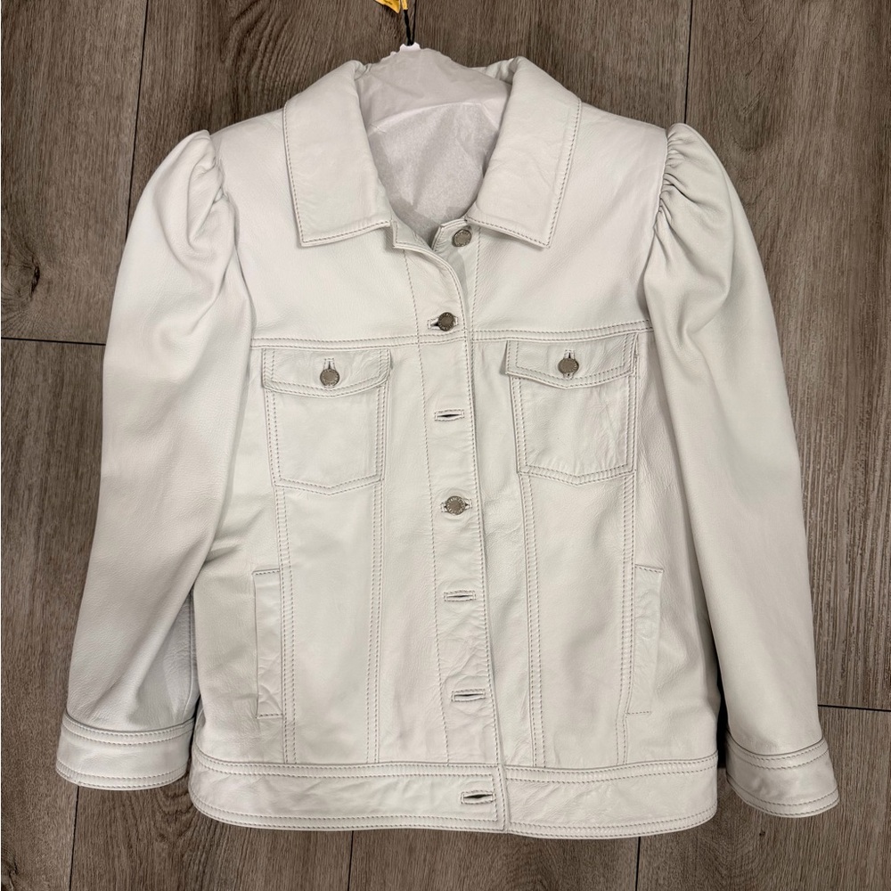 Women's White Leather Jacket